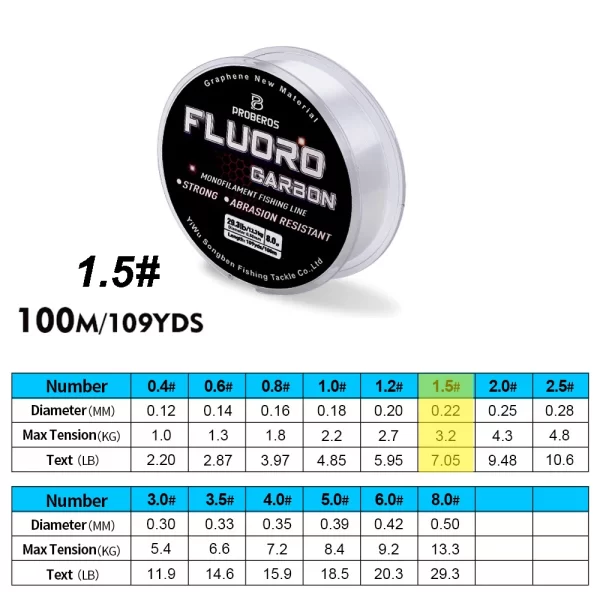 Fio Monofilamento PROBEROS 100m Revestido em Fluorocarbono - Image 9