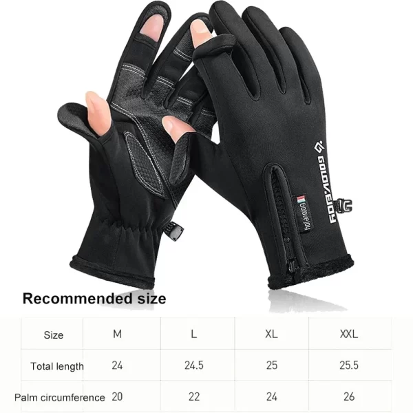 Luvas Impermeáveis de Inverno com Dedo Rebatível e Forro Térmico para Pesca - Image 5
