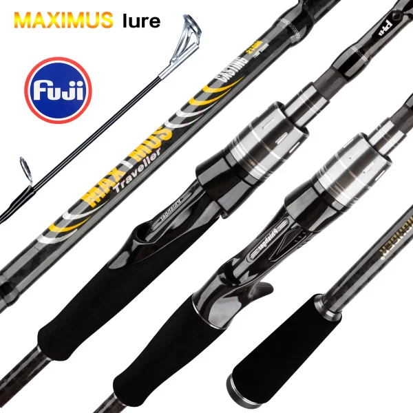 Cana de Pesca BIUTIFU MAXIMUS 1.8m a 3.0m Spinning ou Casting em Carbono 30T com Passadores FUJI