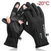 Luvas Impermeáveis de Inverno com Dedo Rebatível e Forro Térmico para Pesca