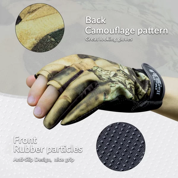 Luvas de Pesca Antiderrapantes com 3 Dedos Cortados e Padrão Camuflado Respirável - Image 3