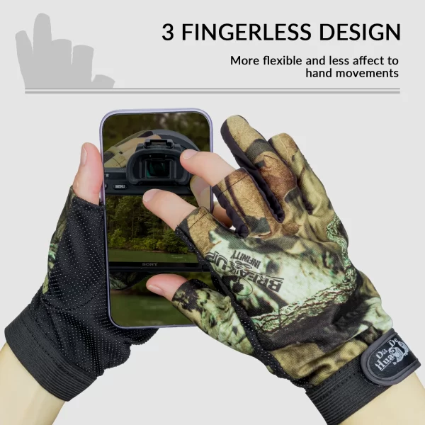 Luvas de Pesca Antiderrapantes com 3 Dedos Cortados e Padrão Camuflado Respirável - Image 4