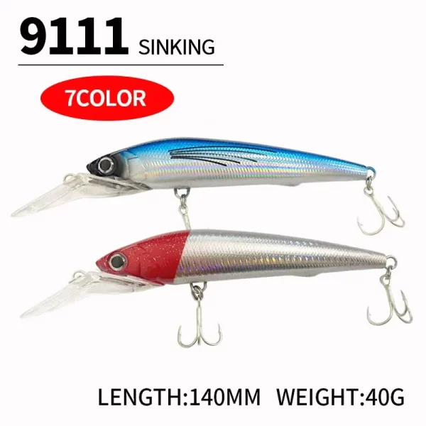 Amostra Jerkbait Slim 140mm 40g de Afundamento Lento para Lançamento Longo e Troll Seabass - Image 5