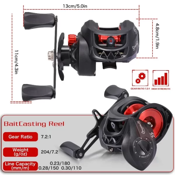 Carreto Casting Sougayilang 7.2:1 Ultra Leve, Drag 8kg, Corpo em Alumínio - Image 2