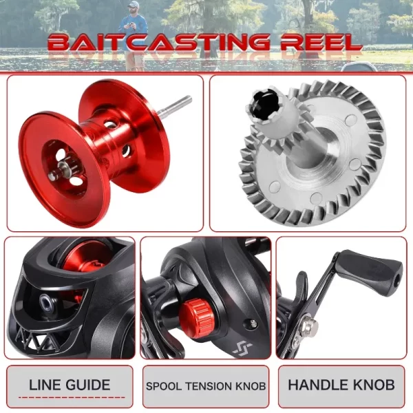 Carreto Casting Sougayilang 7.2:1 Ultra Leve, Drag 8kg, Corpo em Alumínio - Image 3
