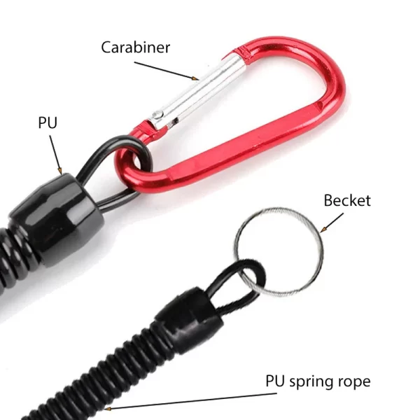 Conjunto de Cordões Retráteis para Pesca com Mosquetão TPU 22cm (3 Unidades) - Image 3