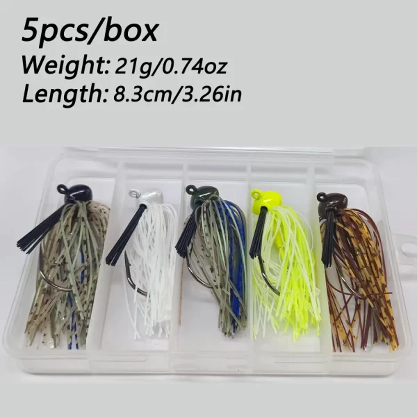 Conjunto 5 Jigs com Cabeça Football e Saia de Silicone 7g a 21g - Image 10