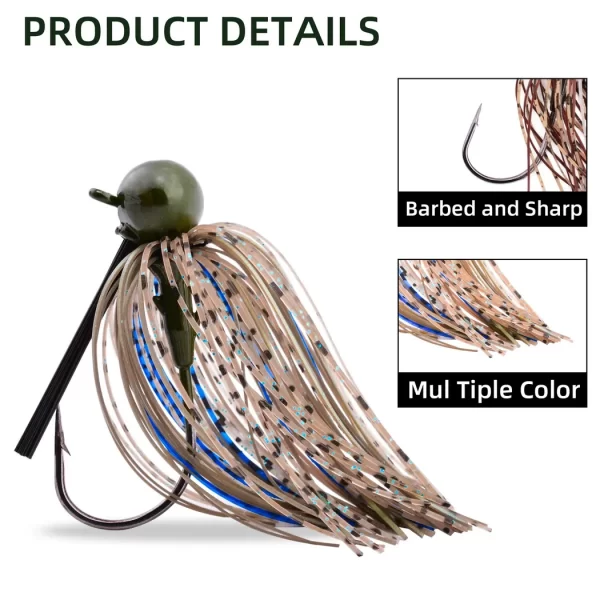 Conjunto 5 Jigs com Cabeça Football e Saia de Silicone 7g a 21g - Image 3