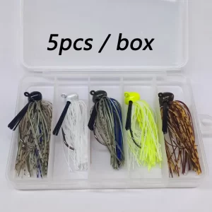 Conjunto 5 Jigs com Cabeça Football e Saia de Silicone 7g a 21g