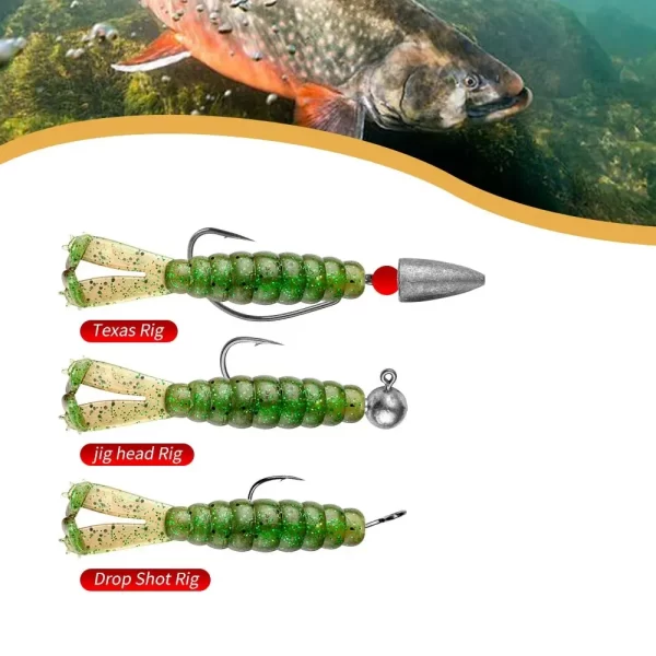 Amostras Softbait Criatura Larva com Cauda Dupla 7cm 3.1g TPE (6 Unidades) - Image 3