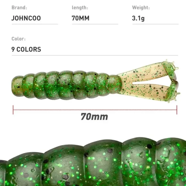 Amostras Softbait Criatura Larva com Cauda Dupla 7cm 3.1g TPE (6 Unidades) - Image 2