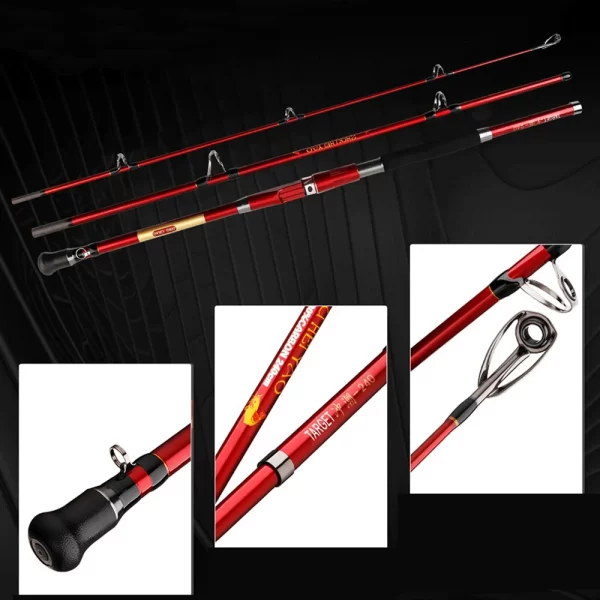 Cana Carbono Slow Jigging 3 Secções Max Power 30kg para Pesca Embarcada - Image 6