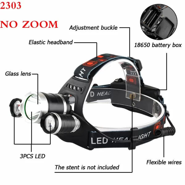 Lanterna Frontal LED Recarregável Zoom 13000LM Litwod com Bateria, Carregador e Caixa - Image 3