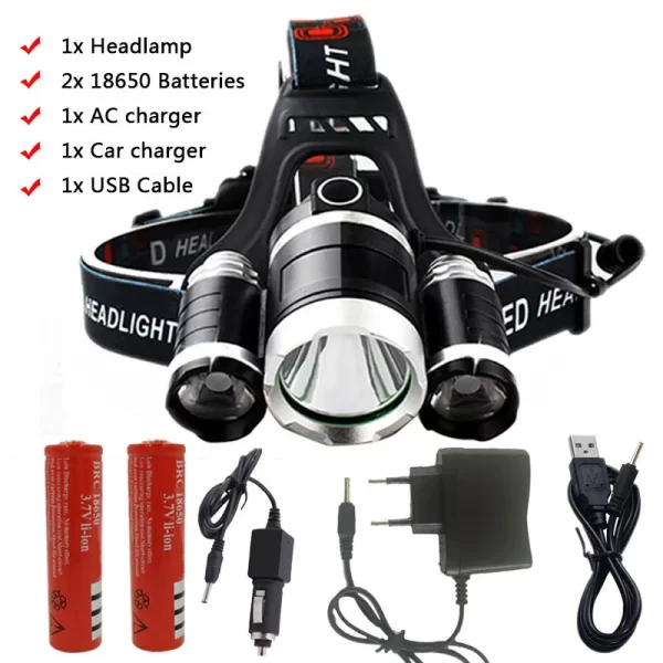 Lanterna Frontal LED Recarregável Zoom 13000LM Litwod com Bateria, Carregador e Caixa - Image 9