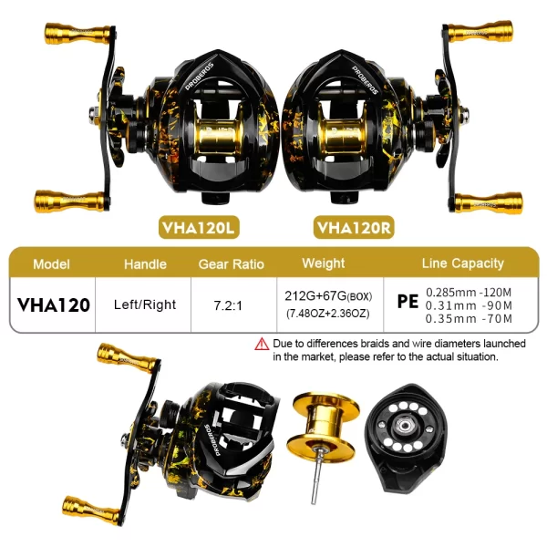 Carreto Casting PROBEROS VHA120 7.2:1 com Drag 8kg e Travão Magnético - Image 2