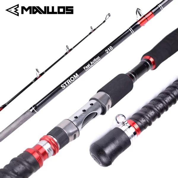 Cana Jigging Mavllos Storm Tuna 1.8m–2.1m, Ação Rápida, 3 Secções, 70–250g, 30–50lb, Carbono 24T, para Pesca Embarcada - Image 2