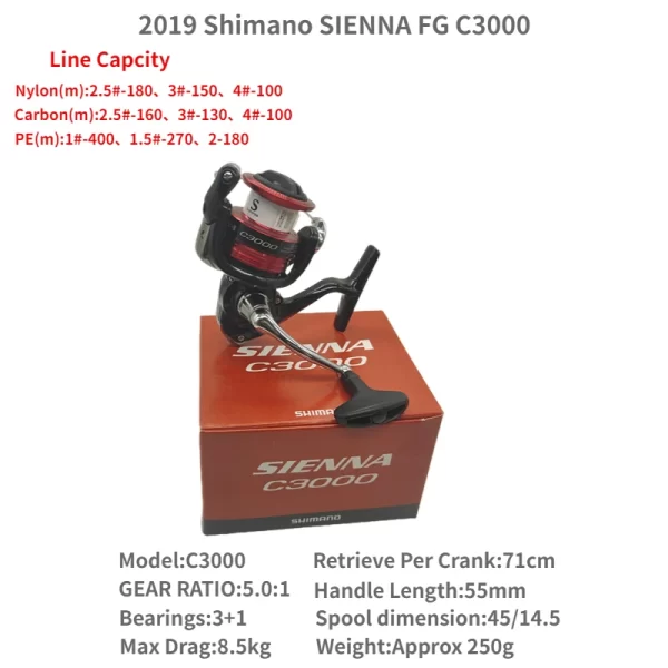 Carreto SHIMANO SIENNA FG 2019 500 a 4000 Drag Suave com Anti-Retorno Instantâneo - Image 11