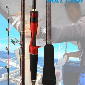 Cana ROLL FISH 1.7m Carbono com Ponta de Titânio Ação Rápida 8:2 para Pesca Embarcada