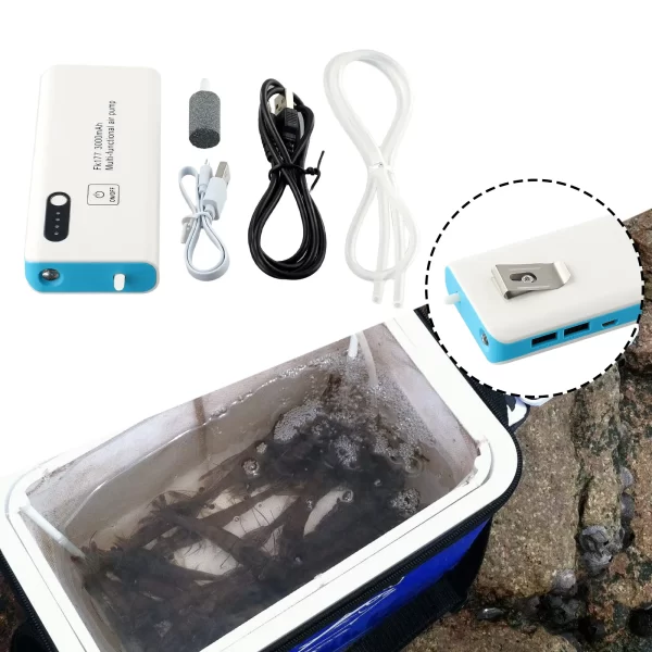 Kit Bomba de Oxigénio com Bateria 3000mAh para Balde de Isco Vivo