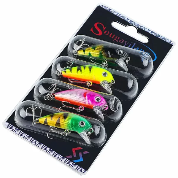 Conjunto 4 Amostras Duras Wobbler com Anzóis Anticorrosão Sougayilang - Image 9