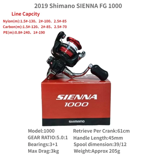 Carreto SHIMANO SIENNA FG 2019 500 a 4000 Drag Suave com Anti-Retorno Instantâneo - Image 9