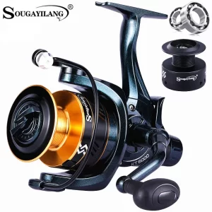 Carreto Spinning Sougayilang Série 2000-6000 com Drag 15kg e Manivela Rebatível