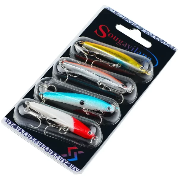 Conjunto 4 Amostras Duras Wobbler com Anzóis Anticorrosão Sougayilang - Image 7