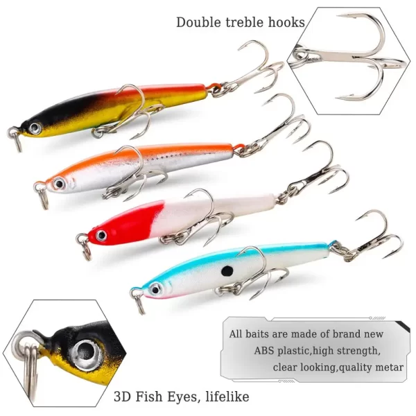 Conjunto 4 Amostras Duras Wobbler com Anzóis Anticorrosão Sougayilang - Image 6
