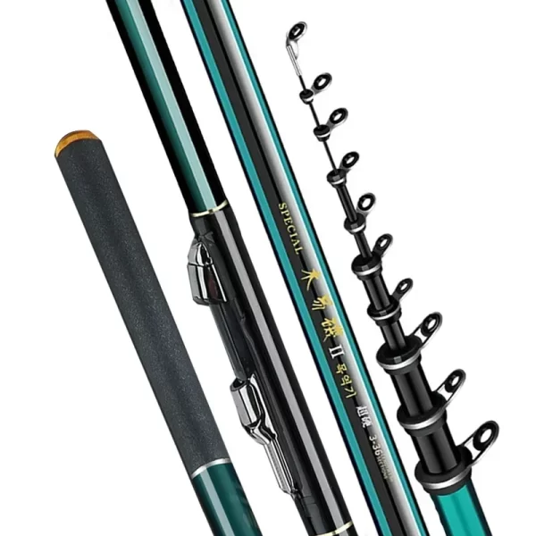 Cana Telescópica GTOFYU 2.7m a 7.2m Ultraligeira Carbono 60T para Pesca de Rocha