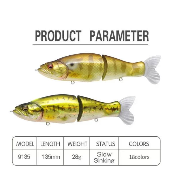 Amostra Articulada Swimbait 135mm 31g de Afundamento Lento - Image 2