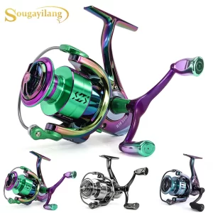 Carreto Spinning Sougayilang 1000-4000 com Bobine Metálica e Drag Máximo de 10kg