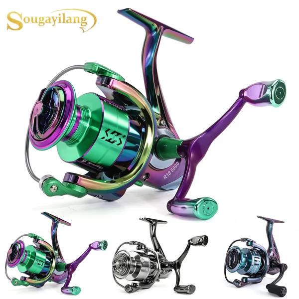 Carreto Spinning Sougayilang 1000-4000 com Bobine Metálica e Drag Máximo de 10kg