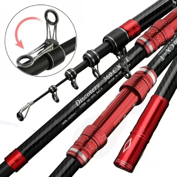 Cana Telescópica de Lançamento GTOFYU 2.7m-4.5m em Carbono para Surfcasting 10–300g