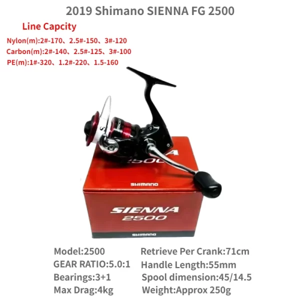 Carreto SHIMANO SIENNA FG 2019 500 a 4000 Drag Suave com Anti-Retorno Instantâneo - Image 7