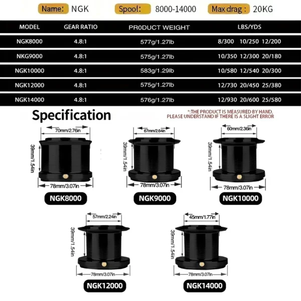 Carreto Surfcasting GHOTDA 8000-14000 20kg Drag, 4.8:1 - Image 4