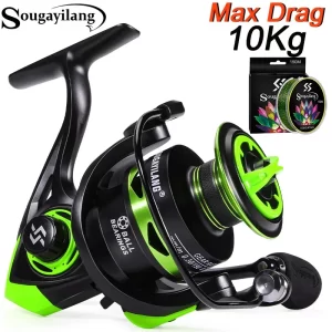 Carreto Spinning Sougayilang SL Drag 10kg com Carretel de Alumínio 5.2:1