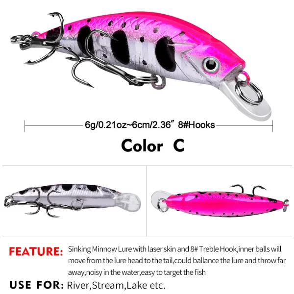 Amostra Sinking Jerkbait 6g 6cm de Lançamento Longo com Anzóis 8# - Image 11