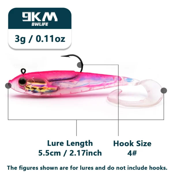Amostras Soft com Cabeça de Chumbo 3 Unidades 3g a 13,4g Cauda Paddle - Image 14
