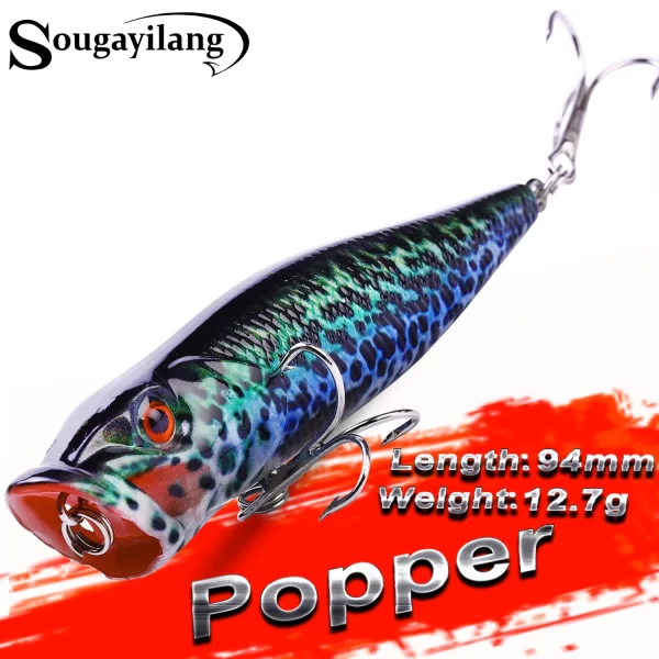 Amostra Flutuante Sougayilang Popper Oscilante 12,7g 94mm