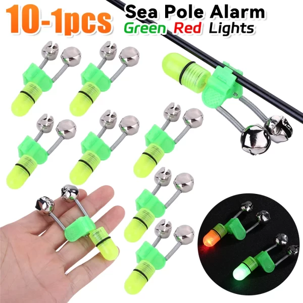 Alarme de Toque com Guizos Duplos e Luz LED para Cana de Pesca