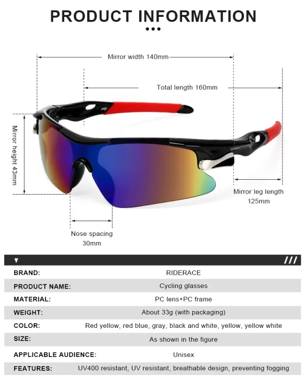 Óculos de Sol RIDERACE com Lentes UV400 para Proteção na Pesca - Image 6