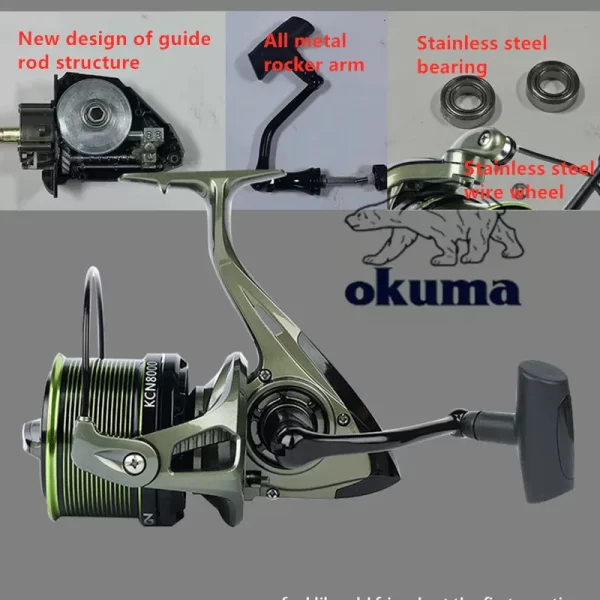 Carreto de Spinning OKUMA 8000-12000 com Rolamentos de Aço Inoxidável - Image 3
