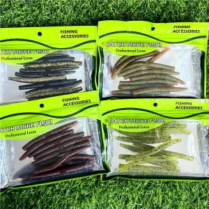 Amostras Softbait Criatura Minhoca (Senko) SWOLFY 40 Unidades 80mm/3g e 105mm/5.5g