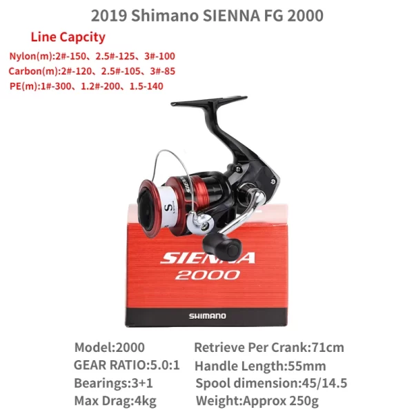 Carreto SHIMANO SIENNA FG 2019 500 a 4000 Drag Suave com Anti-Retorno Instantâneo - Image 10