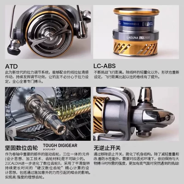 Carreto Spinning DAIWA Laguna LT 2021, Corpo Leve, Long Cast Anti-Corrosão - Image 5