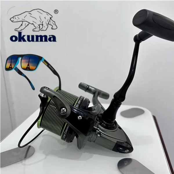 Carreto de Spinning OKUMA 8000-12000 com Rolamentos de Aço Inoxidável