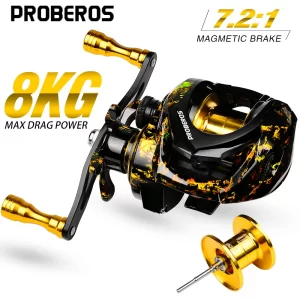 Carreto Casting PROBEROS VHA120 7.2:1 com Drag 8kg e Travão Magnético