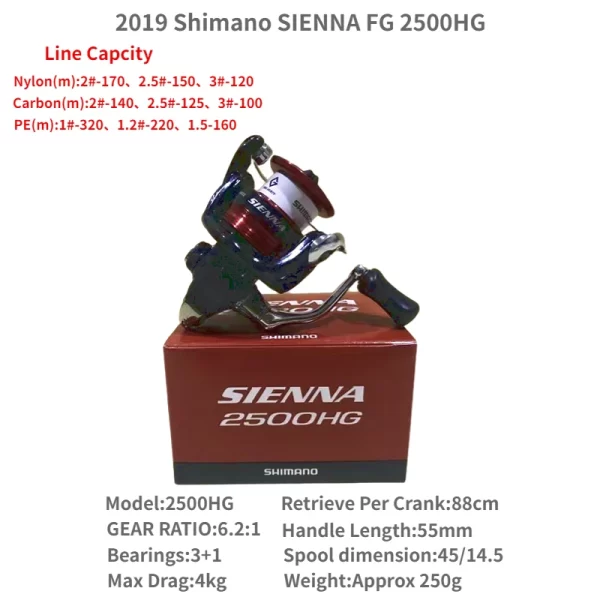 Carreto SHIMANO SIENNA FG 2019 500 a 4000 Drag Suave com Anti-Retorno Instantâneo - Image 8