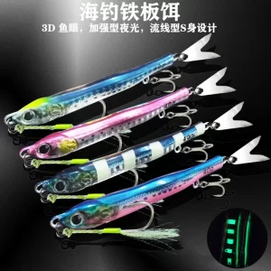 Amostra Jig Metálica Fluorescente Fast Falling 60g 80g com Anzol Triplo