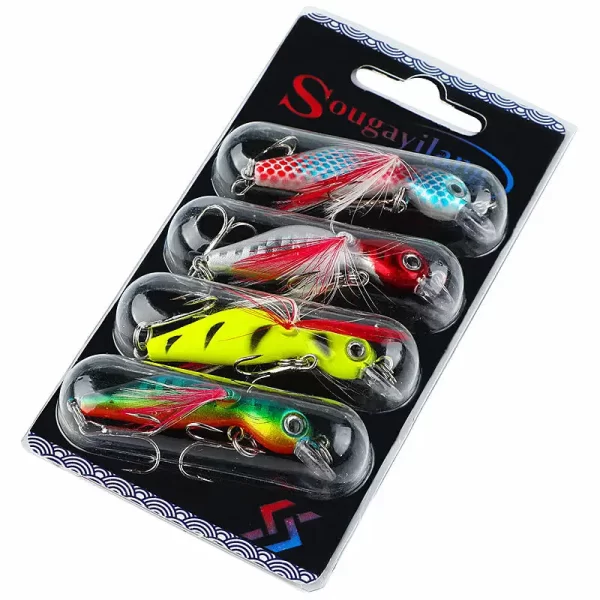 Conjunto 4 Amostras Duras Wobbler com Anzóis Anticorrosão Sougayilang - Image 8